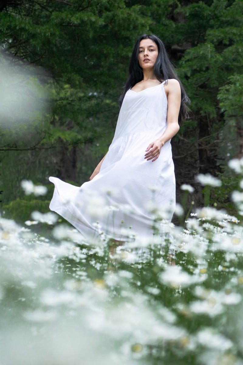 White organic cotton summer strap dress – Womens Dress on Brown Living™. SKU: pH127_24BL8390. Img 4.