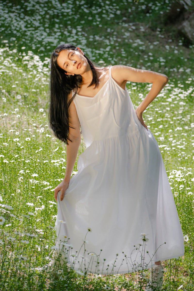 White organic cotton summer strap dress – Womens Dress on Brown Living™. SKU: pH127_24BL8390. Img 8.