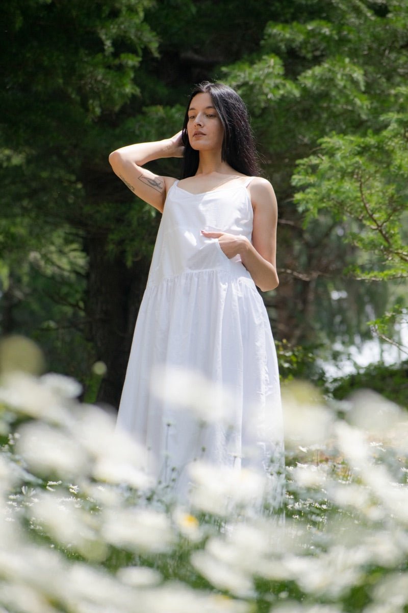 White organic cotton summer strap dress – Womens Dress on Brown Living™. SKU: pH127_24BL8390. Img 5.