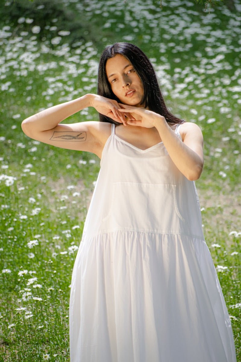 White organic cotton summer strap dress – Womens Dress on Brown Living™. SKU: pH127_24BL8390. Img 6.