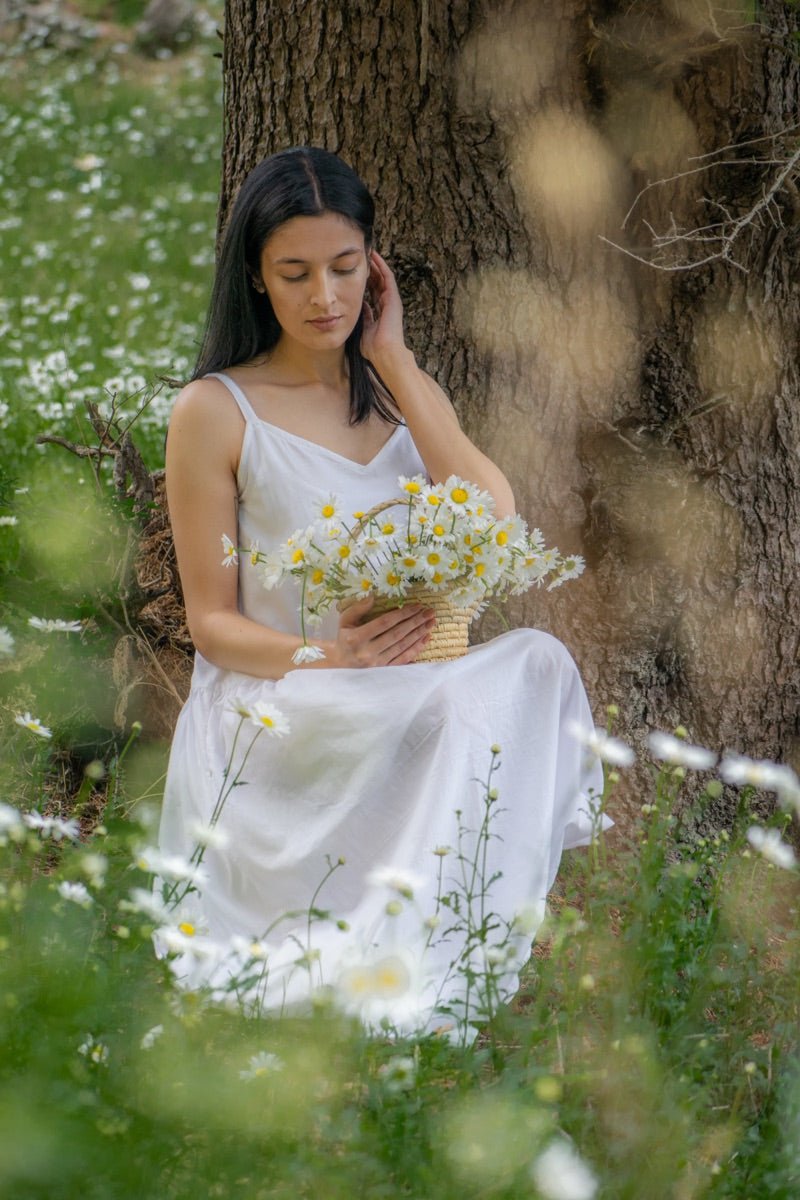 White organic cotton summer strap dress – Womens Dress on Brown Living™. SKU: pH127_24BL8390. Img 9.