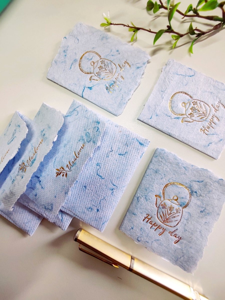 Wish Cards in Blue Denim Textile Recycled Paper – Greeting & Note Cards by UNALOME available on Brown Living™. . SKU: UN - WS - 14. Img 3.