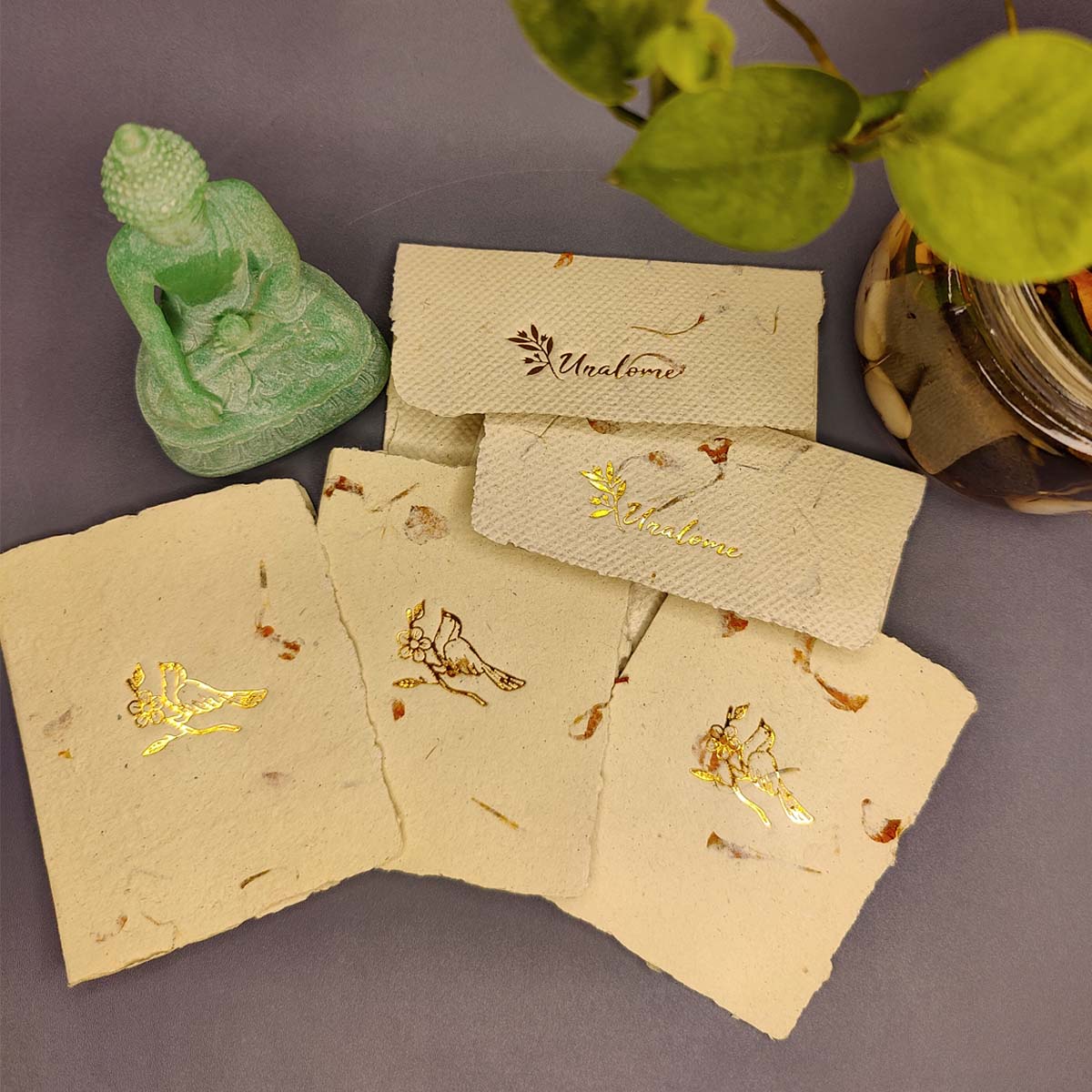 Wish Cards in Marigold Petal Paper - Bird – Greeting & Note Cards by UNALOME available on Brown Living™. . SKU: UN - WS - 08. Img 1.