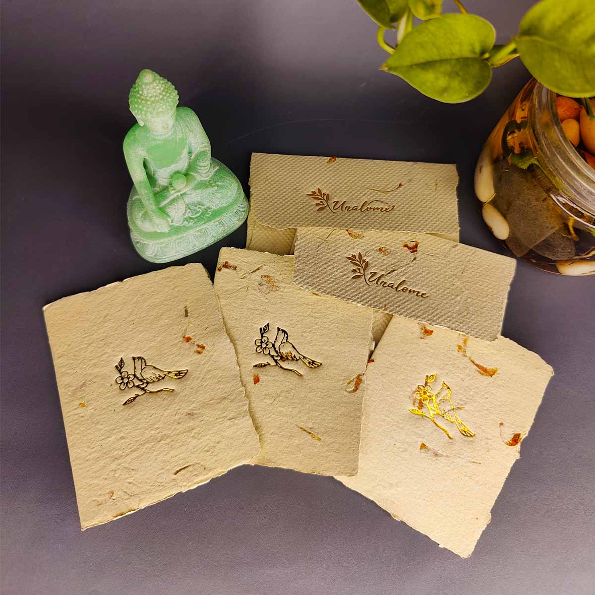 Wish Cards in Marigold Petal Paper - Bird – Greeting & Note Cards by UNALOME available on Brown Living™. . SKU: UN - WS - 08. Img 3.