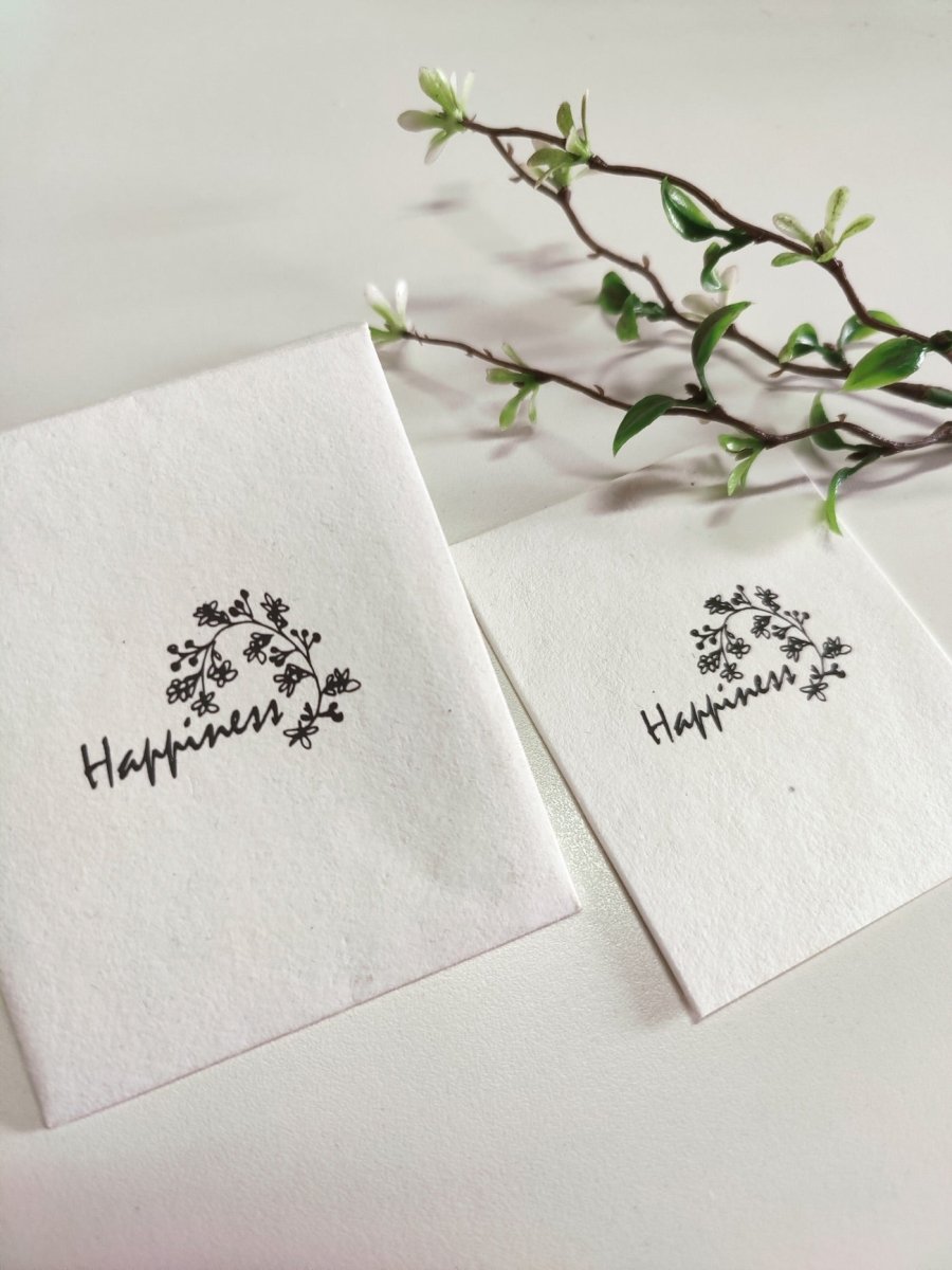Wish Cards in Organic Cotton Rag paper - Happiness White – Greeting & Note Cards by UNALOME available on Brown Living™. . SKU: UN - WS - 12. Img 4.