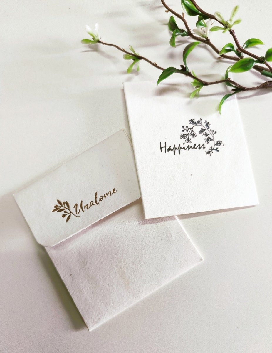 Wish Cards in Organic Cotton Rag paper - Happiness White – Greeting & Note Cards by UNALOME available on Brown Living™. . SKU: UN - WS - 12. Img 5.