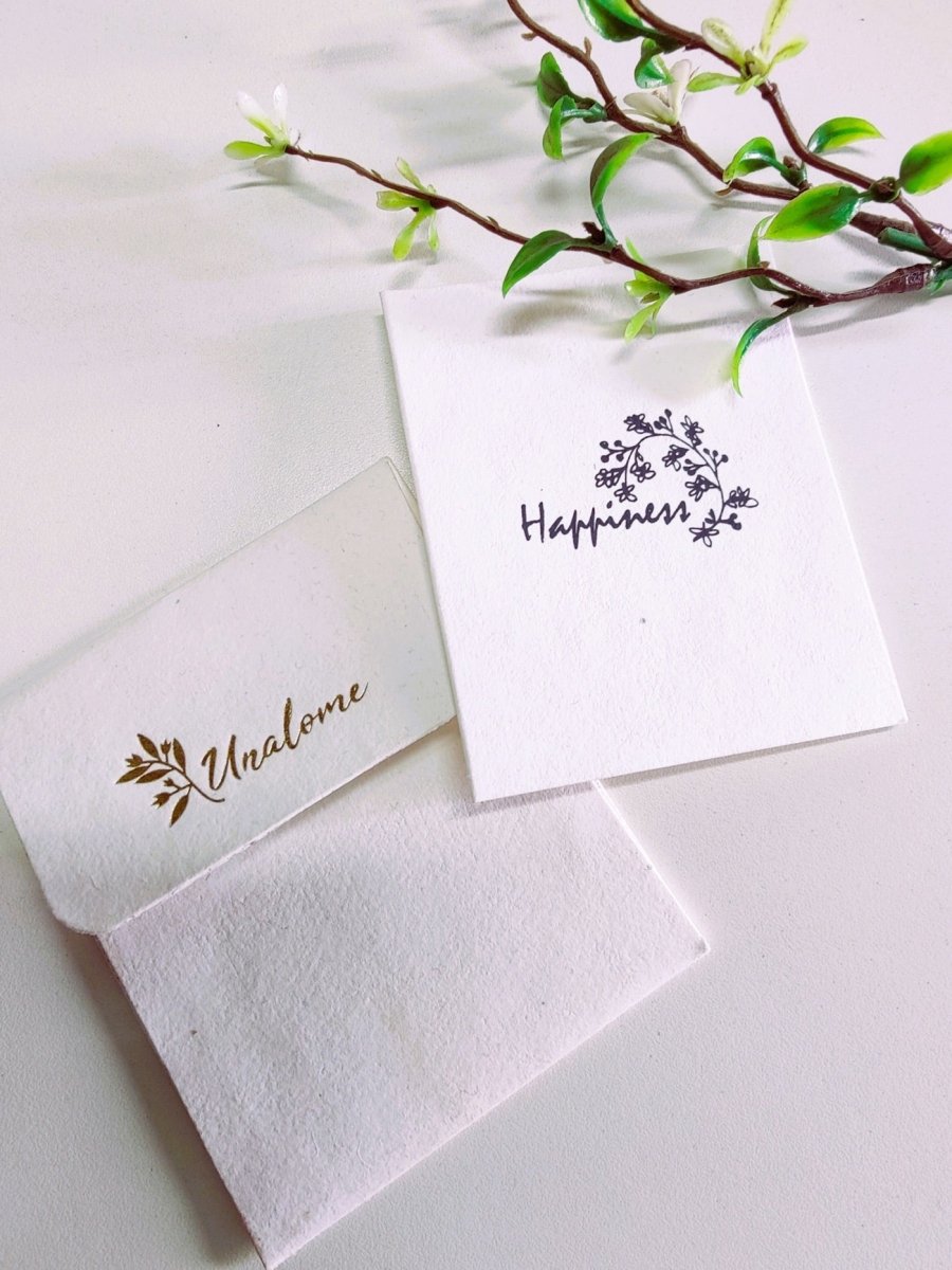 Wish Cards in Organic Cotton Rag paper - Happiness White – Greeting & Note Cards by UNALOME available on Brown Living™. . SKU: UN - WS - 12. Img 1.