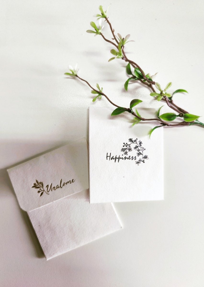 Wish Cards in Organic Cotton Rag paper - Happiness White – Greeting & Note Cards by UNALOME available on Brown Living™. . SKU: UN - WS - 12. Img 3.