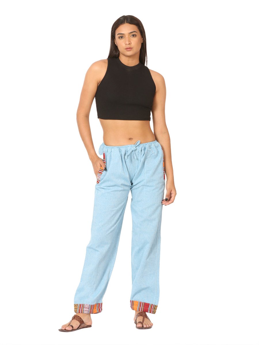 Women's Lounge Pants | Sky Blue | Fits Waist Size 28" to 36" – Womens Pants on Brown Living™. SKU: BT01036ND. Img 5.