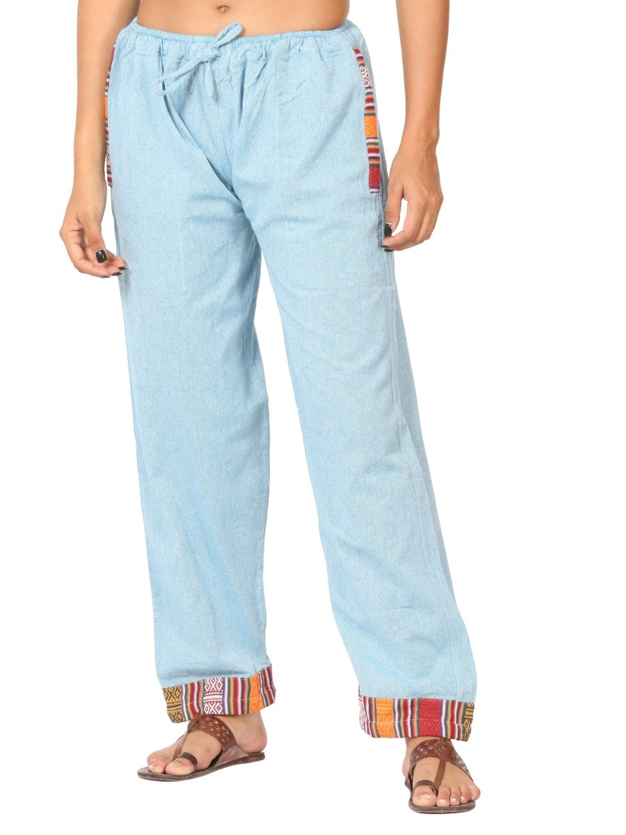 Women's Lounge Pants | Sky Blue | Fits Waist Size 28" to 36" – Womens Pants on Brown Living™. SKU: BT01036ND. Img 4.
