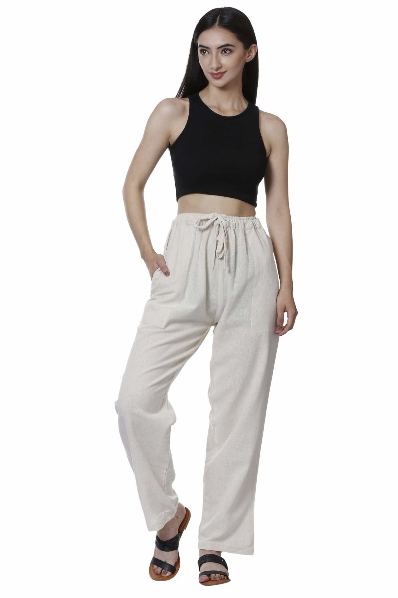 Cotton White Lounge Pants for Women for sale