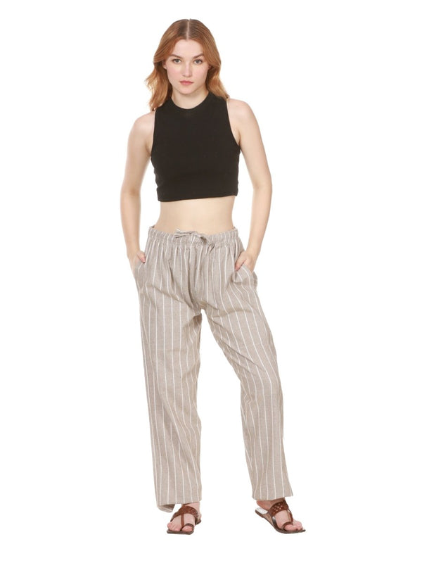 Buy Women's Lounge Pant | Grey Stripes | Fits Waist Size 28" to 36" | Shop Verified Sustainable Womens Pants on Brown Living™