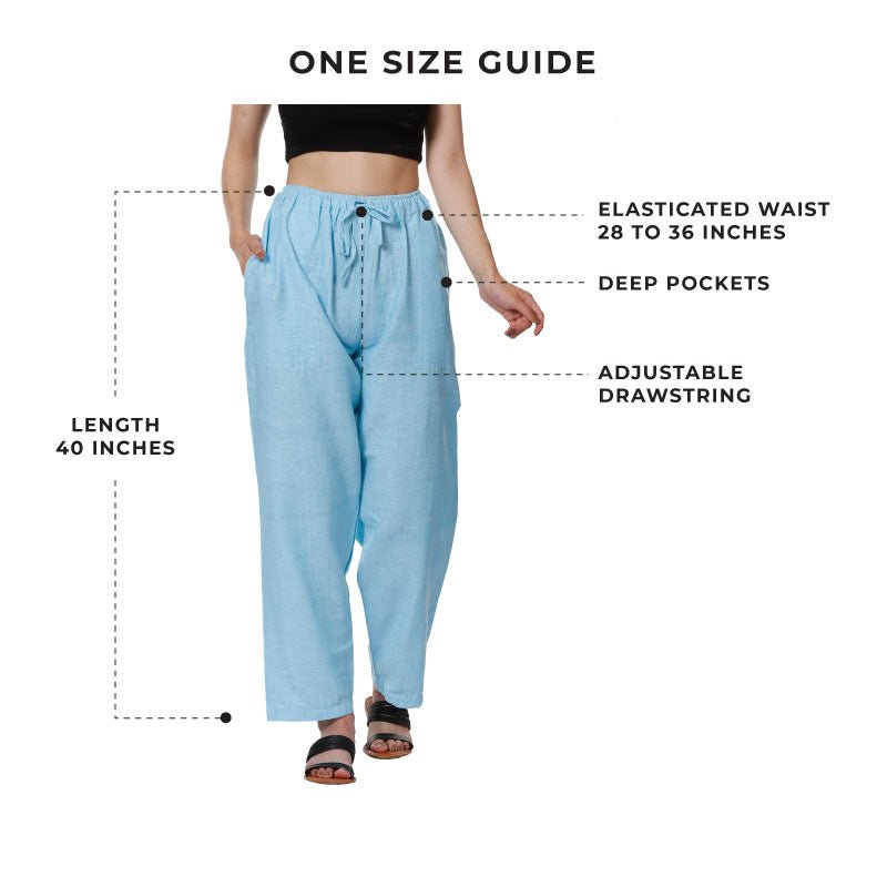Women's Lounge Pants | Sky Blue | Fits Waist Size 28" to 36" – Womens Pants on Brown Living™. SKU: BT01036. Img 3.