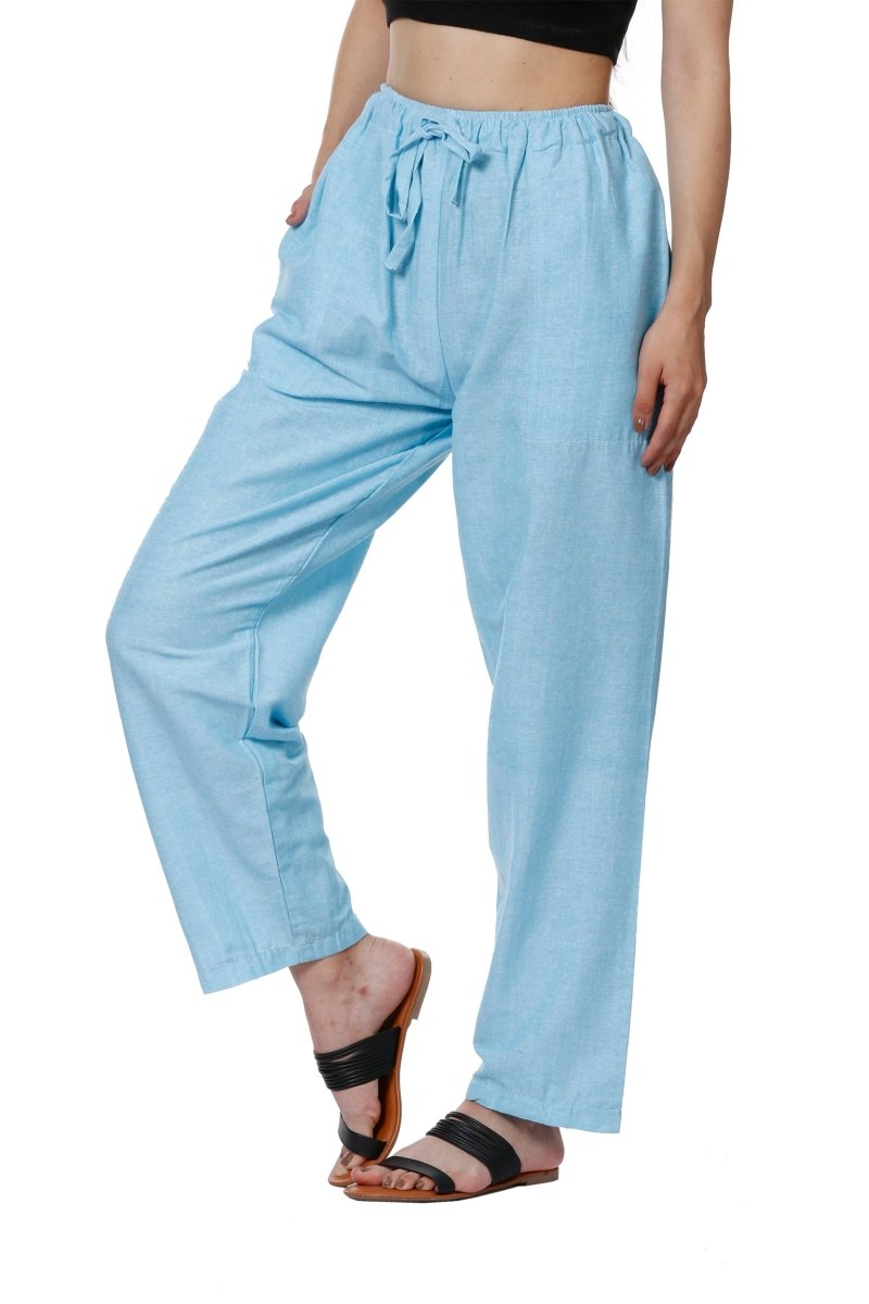 Women's Lounge Pants | Sky Blue | Fits Waist Size 28" to 36" – Womens Pants on Brown Living™. SKU: BT01036. Img 4.