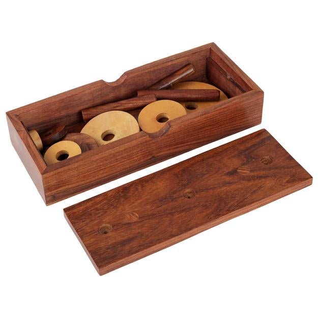 Wooden 9 - Rings Tower of Hanoi Puzzle Game | Handmade (Brown) – Learning & Educational Toys on Brown Living™. SKU: 1090. Img 11.
