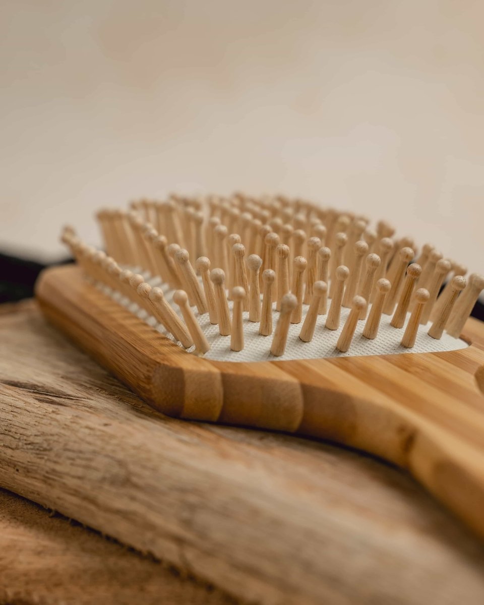 Wooden Bristle Paddle Brush | Bamboo Hair Brush – Hair Brush on Brown Living™. SKU: 192 - 07044 - bamboohairbushwithbamboobristles. Img 3.