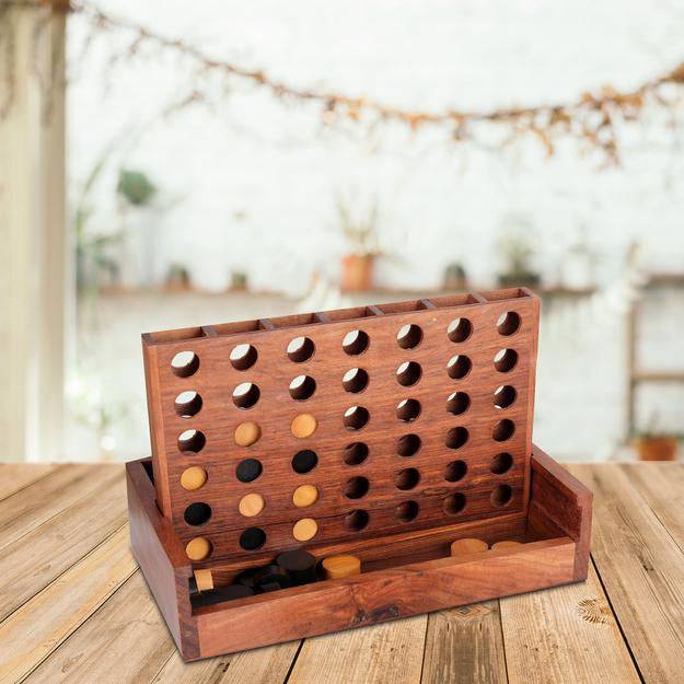 Wooden Connect in a Row Games | Line Up 4 Board – Learning & Educational Toys on Brown Living™. SKU: 1198. Img 1.