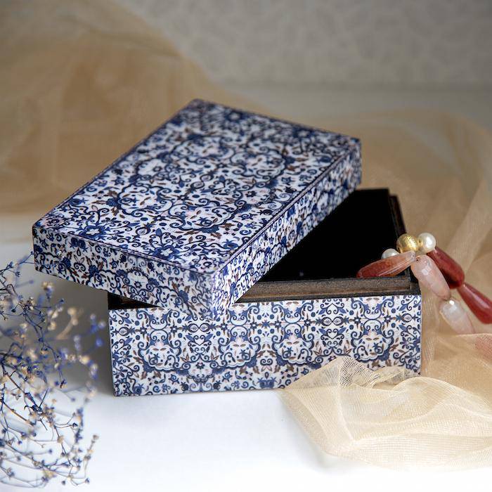 Wooden Decorative Boxes | Multi Purpose Boxes | Blue Iris | Verified Sustainable by Brown Living™
