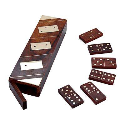 Wooden Domino Box with Dominoes | Board Games - 8 Inch – Sets & Stacking Toys on Brown Living™. SKU: 1070. Img 2.