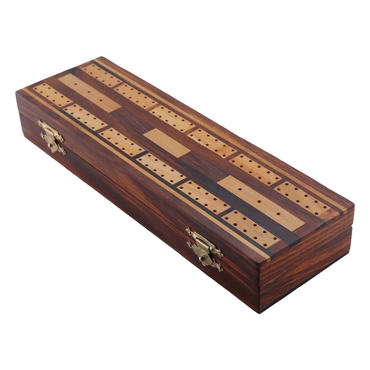 Wooden Cribbage Boards Set | 2 Decks of Cards and 6 Metal Cribbage Pegs Set – Learning & Educational Toys on Brown Living™. SKU: 1144. Img 4.