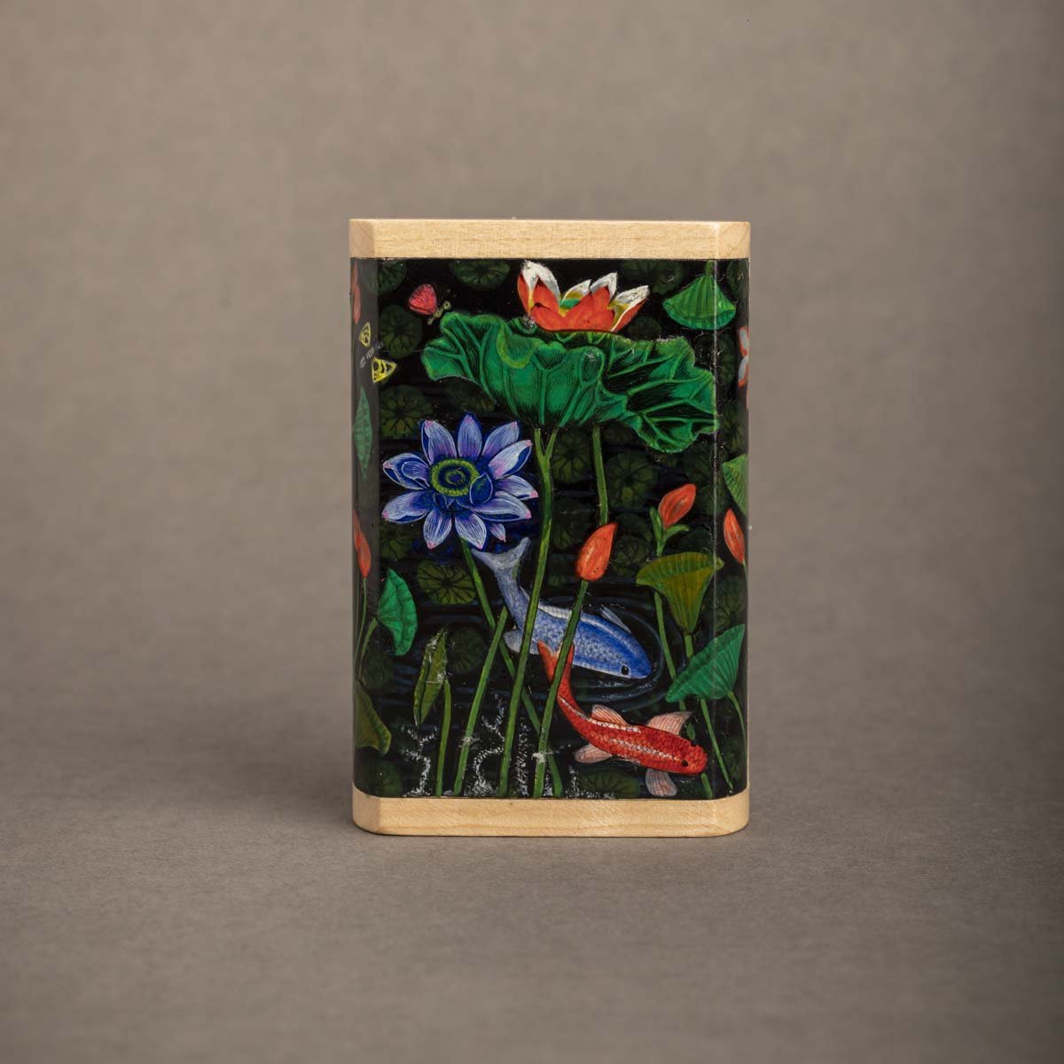 Wooden Pen Drive And Box Set with Hand Painted Koi Fish In Water – Tech Accessories on Brown Living™. SKU: PN13021. Img 2.