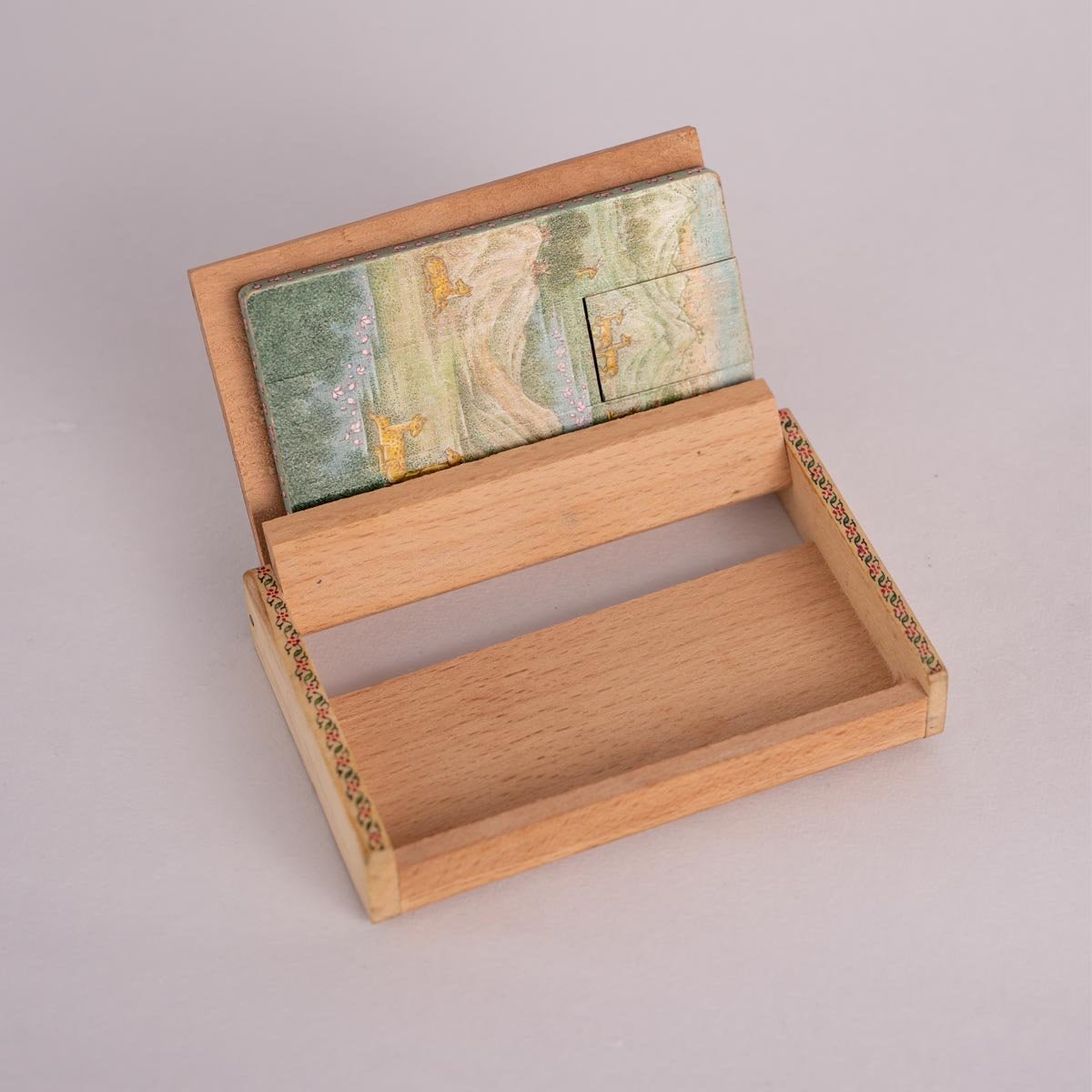 Wooden Pen Drive Box Set With Hand Painted Miniature Art – Tech Accessories on Brown Living™. SKU: PN13028. Img 2.