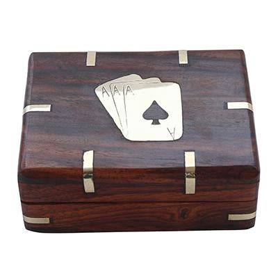 Handmade Wooden Playing Card Box with Free Paper Playing Cards | Verified Sustainable by Brown Living™