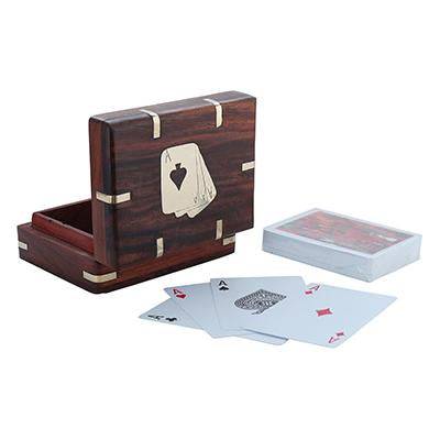 Handmade Wooden Playing Card Box with Free Paper Playing Cards | Verified Sustainable by Brown Living™