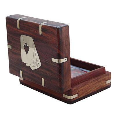 Handmade Wooden Playing Card Box with Free Paper Playing Cards | Verified Sustainable by Brown Living™