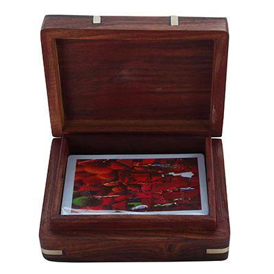 Handmade Wooden Playing Card Box with Free Paper Playing Cards | Verified Sustainable by Brown Living™