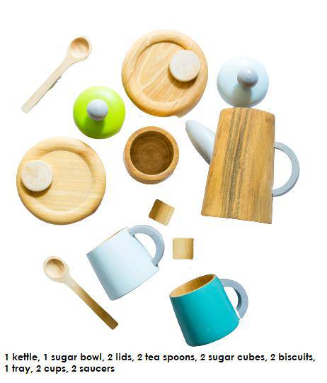 Buy Wooden Pretend Play Tea Set - 15 Pieces | Shop Verified Sustainable Role & Pretend Play Toys on Brown Living™