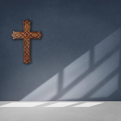 Antique Wooden Wall Hanging | French Cross Plaque - 18" x 12" | Verified Sustainable by Brown Living™