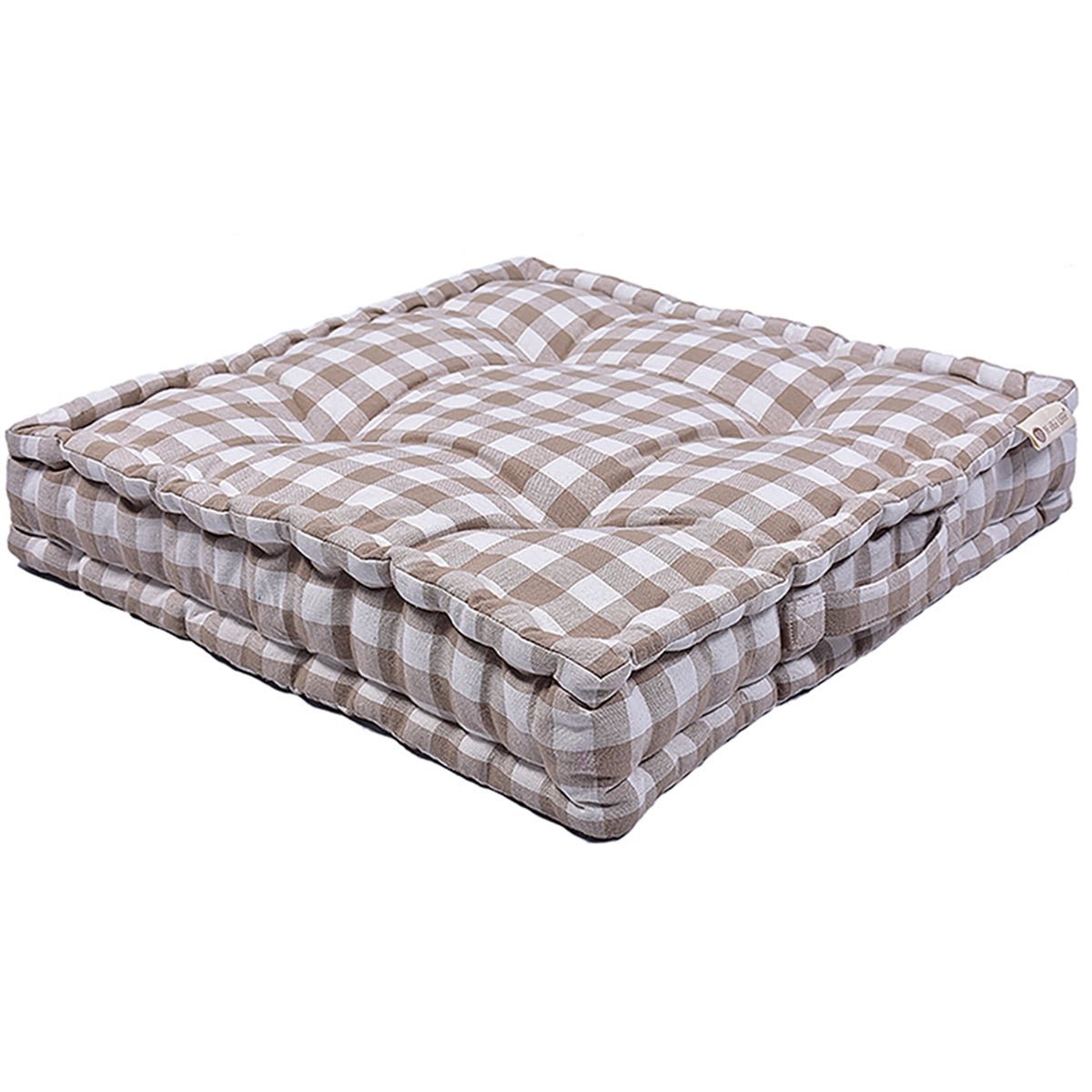 Woven Bold Check Cotton Floor Cushion | Verified Sustainable by Brown Living™