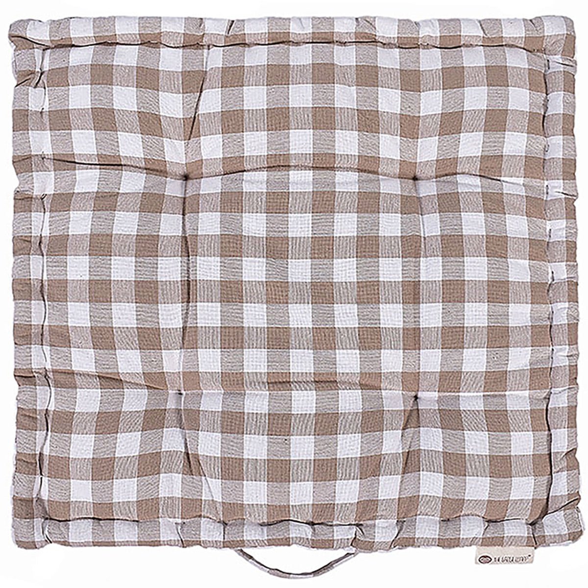 Woven Bold Check Cotton Floor Cushion | Verified Sustainable by Brown Living™