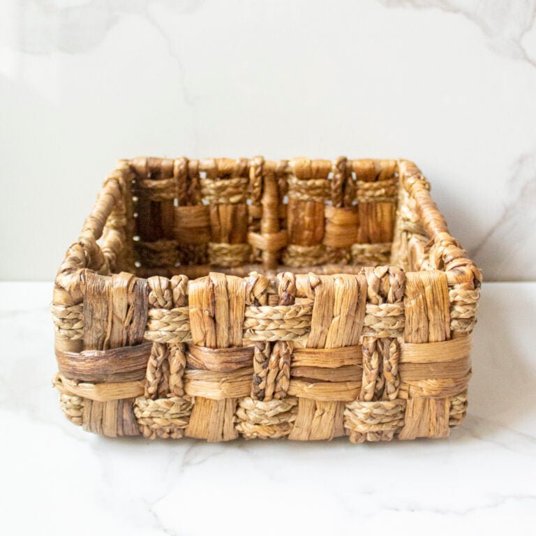 Woven Water Hyacintha Basket – Baskets & Boxes on Brown Living™. SKU: SC0104. Img 2.