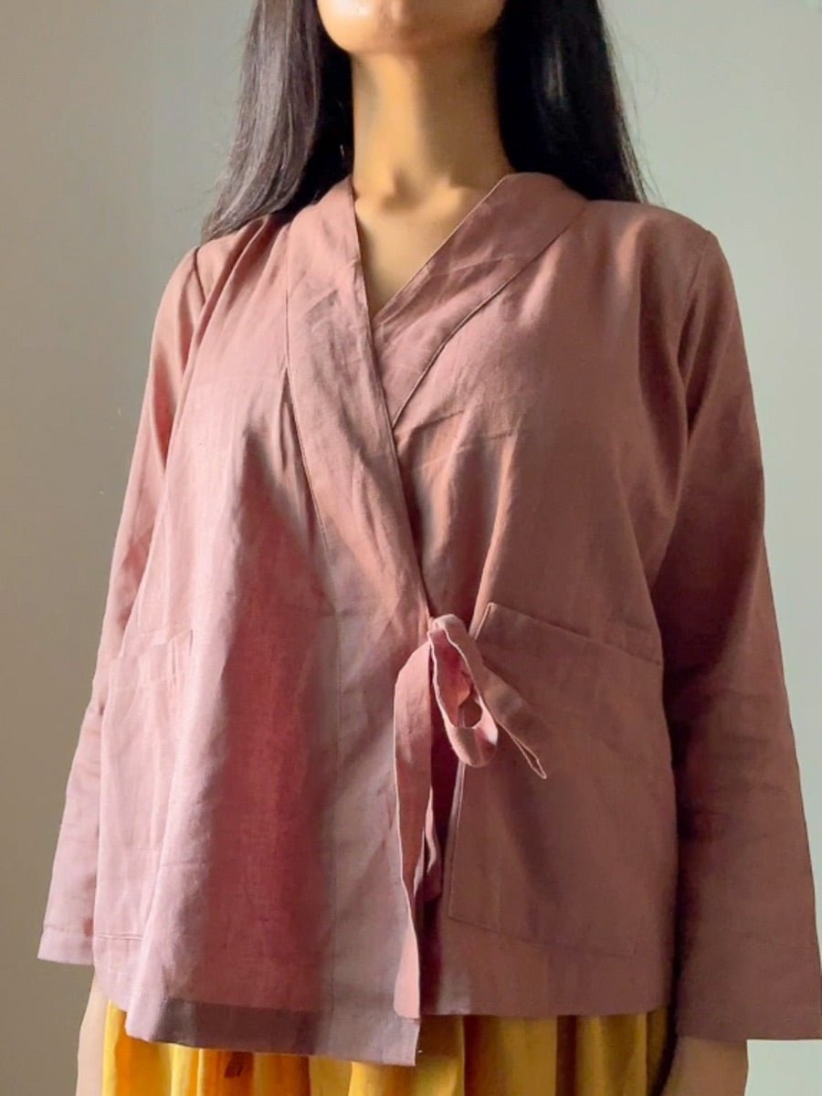 Cinnamon Wrap Top – Womens Top on Brown Living™. SKU: pH112_24BL8522. Img 2.