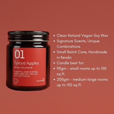 01 Spiced Apple Soy Wax Candle – Handmade & Natural in Amber Jar – Candles & Fragrances on Brown Living™. SKU: 01SAAJ200. Img 5.