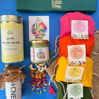 Exclusive Holi Hamper | Herbal Gulal, Thandai, Floral Tisane & Natural Honey | Set of 8