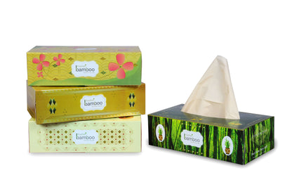 Bamboo Facial Tissue Box | Pack of 4 | Made of Pure bamboo Pulp | 2 Ply - 100 pulls each