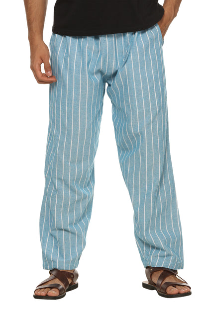 Men's Lounge Pants | Blue Stripes | Fits Waist Size 28" to 36" | Verified Sustainable by Brown Living™