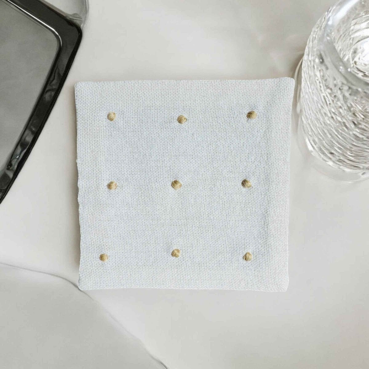100% Cotton Anthophile Coaster Set of 2 – Handmade Floral – Coasters by Inara Home available on Brown Living™. Beige . SKU: INCW01. Img 4.