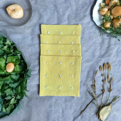 100% Cotton Anthophile Coaster Set of 2 – Handmade Floral – Coasters on Brown Living™. SKU: INCY01. Img 1.