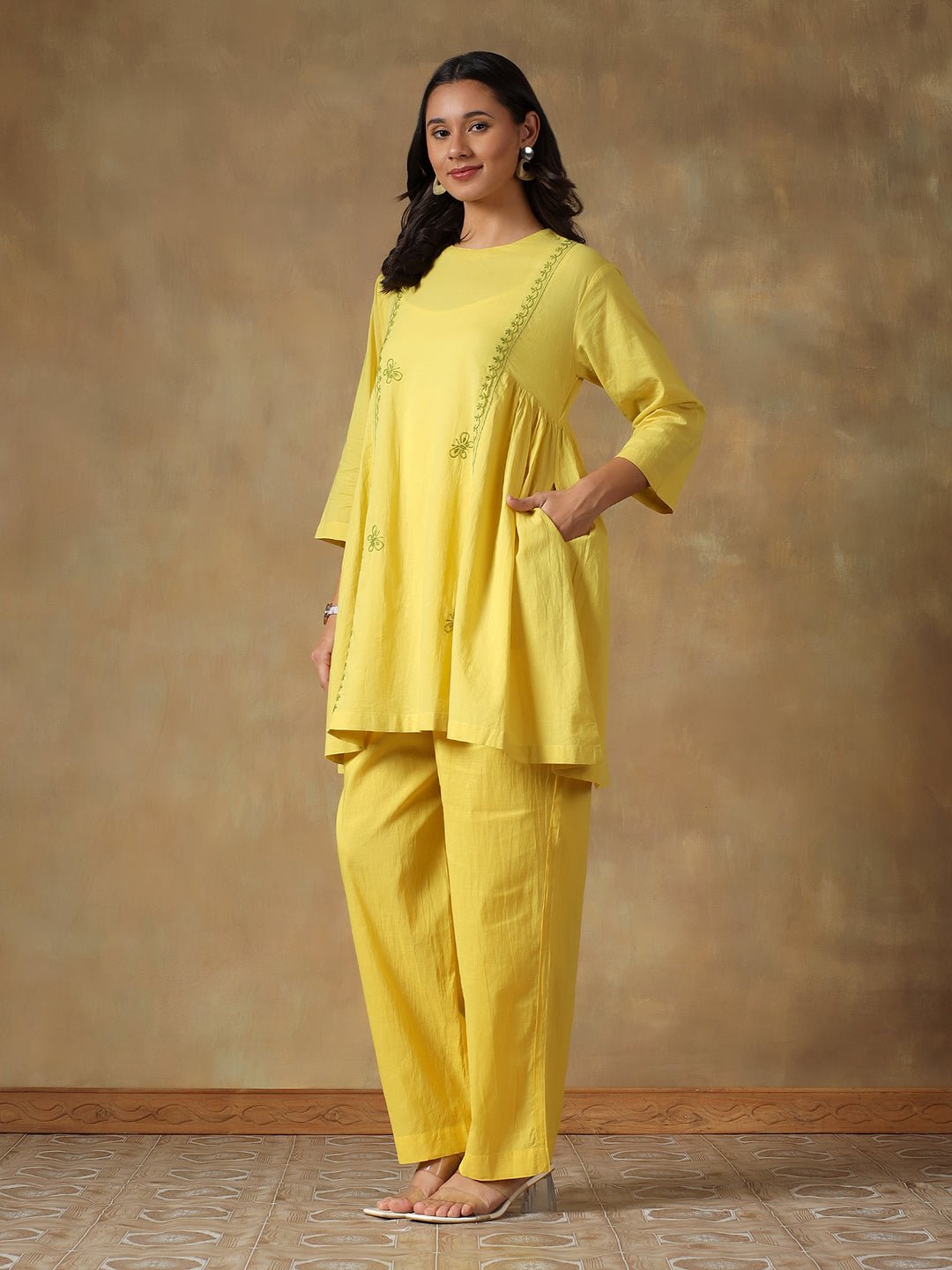 100% Cotton Chikankari Co - ord Set for Women – Womens Co - Ord Sets on Brown Living™. SKU: IH-W012. Img 14.