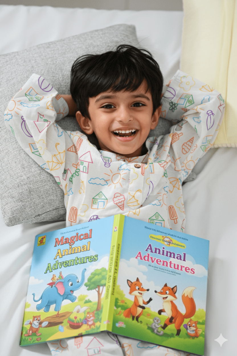 100% Cotton Doodle Dreams Kids Kurta & Pants Set – Kids Nightwear on Brown Living™. SKU: DDS23M1. Img 7.