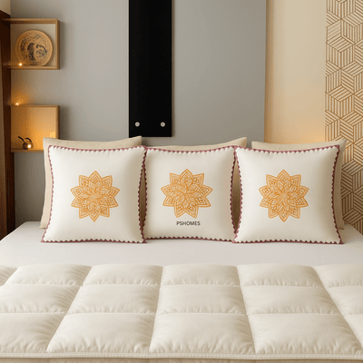 100% Cotton Mandala Cushion Covers Set of 2 – 24x24 inch – Covers & Inserts on Brown Living™. SKU: CUSYELBLOCK24X24SET2. Img 6.