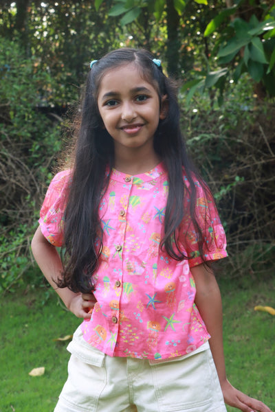 100% Cotton Ocean Pop Top for Girls – Kids Tops on Brown Living™. SKU: OPG23G1. Img 1.