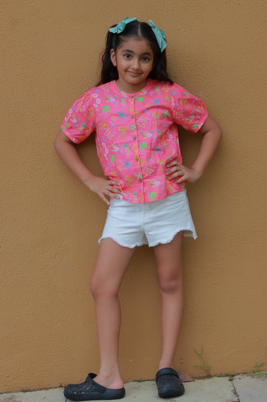 100% Cotton Ocean Pop Top for Girls – Kids Tops on Brown Living™. SKU: OPG23G1. Img 4.
