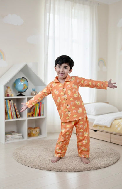 100% Cotton Rainbow Riders Kids Collar Night Suit Set – Kids Nightwear on Brown Living™. SKU: RRS23K1. Img 7.