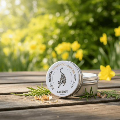 100% Natural Cedarwood Daffodil Body Balm | Nourishing Moisture Balm – Body Butter on Brown Living™. SKU: FFBBCD030G. Img 3.