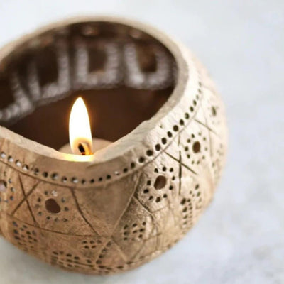 100% Natural Coconut Shell Candle Holder Lantern Tealight - Tropical – Candles & Fragrances on Brown Living™. SKU: 173 - 13058 - THENGA15. Img 4.